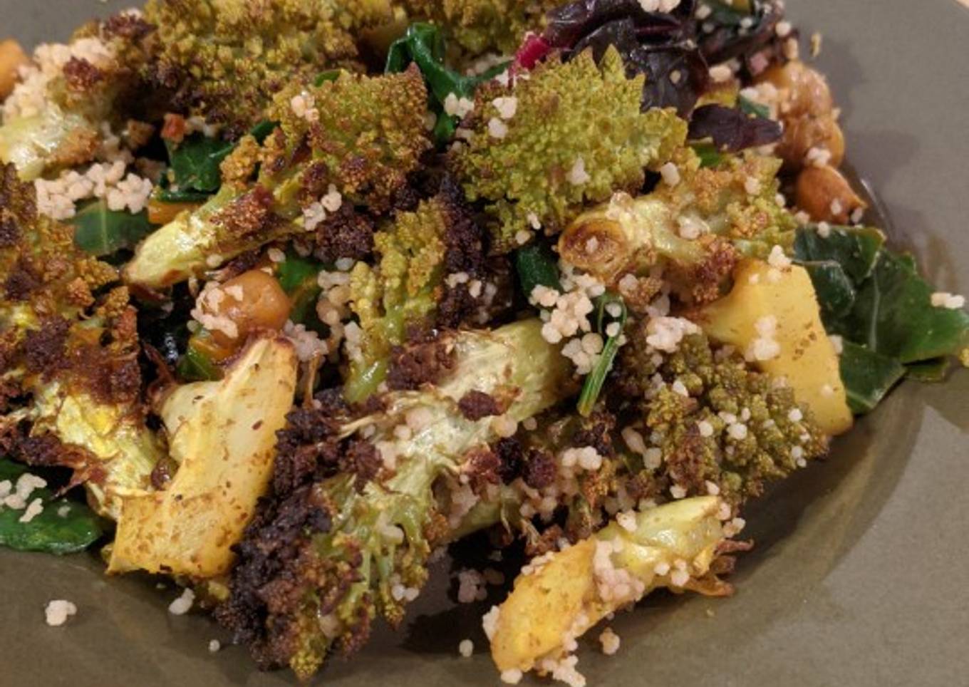 Spiced romanesco + chickpea salad