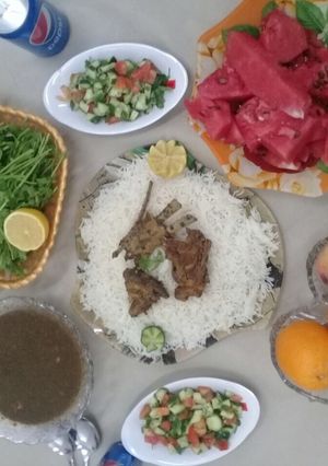 صورة لوصفة ملوخية مع الأرز