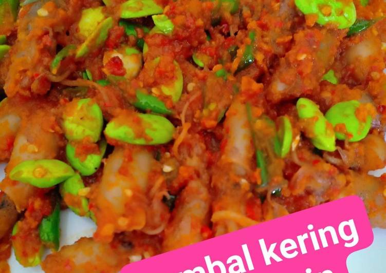 Resep Sambal cumi asin mix pete Lezat