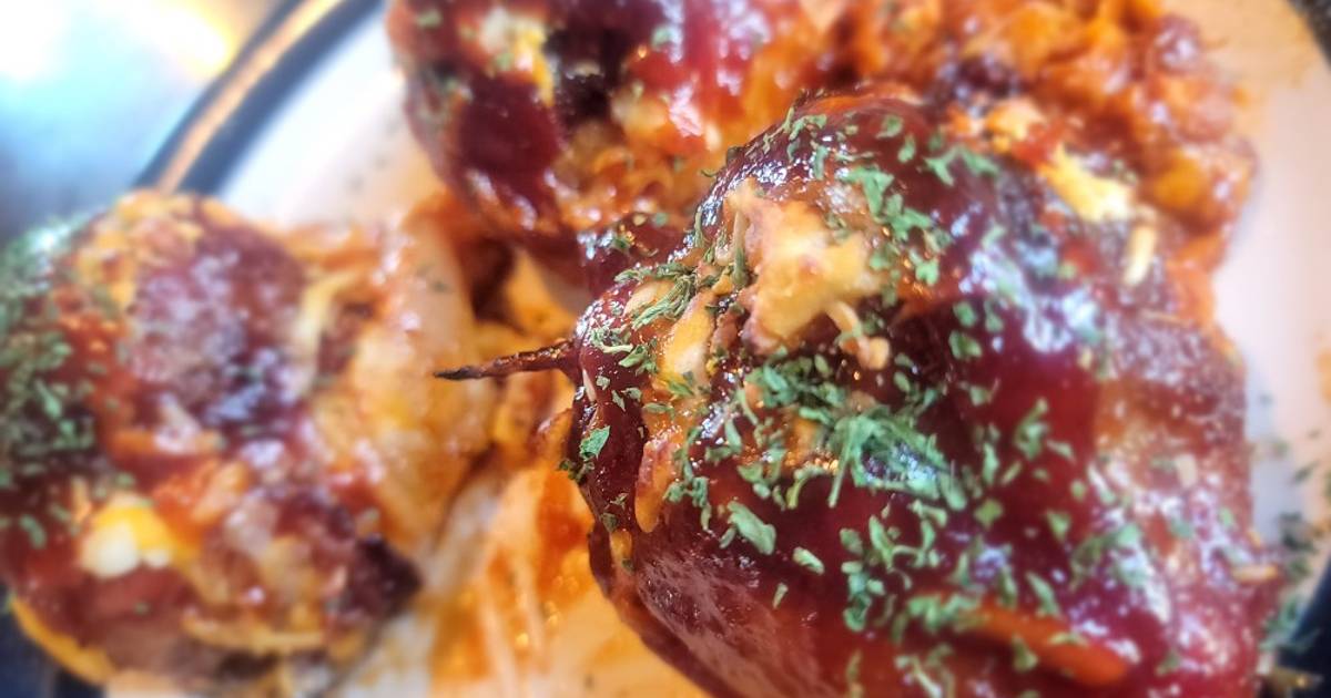 BBQ BaconWrapped BurgerStuffed Onion Bombs Recipe by jessica crain