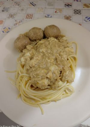 Foto resep Spaghetti Simple Telur Bakso Kecap Rumahan