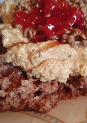 Una foto de Bulgur vegano de verdeo con manzana y pipas de girasol