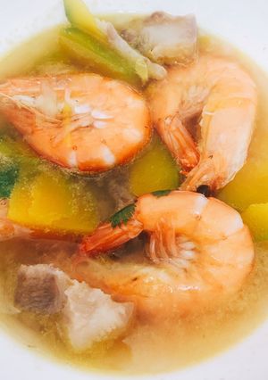 Hình của món Canh bí đỏ tôm thịt.