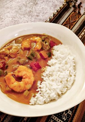秋葵濃湯蓋飯 Gumbo 的食譜成品照片