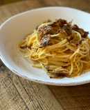 🍝 Carbonara with Guanciale, Parmiggino Reggiano, added Mashroom