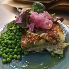 A picture of Swedish Salmon Gratin in oven.