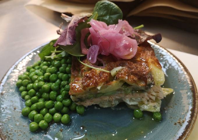 Swedish Salmon Gratin in oven