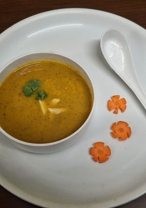 A picture of Carrot Ginger Soup.