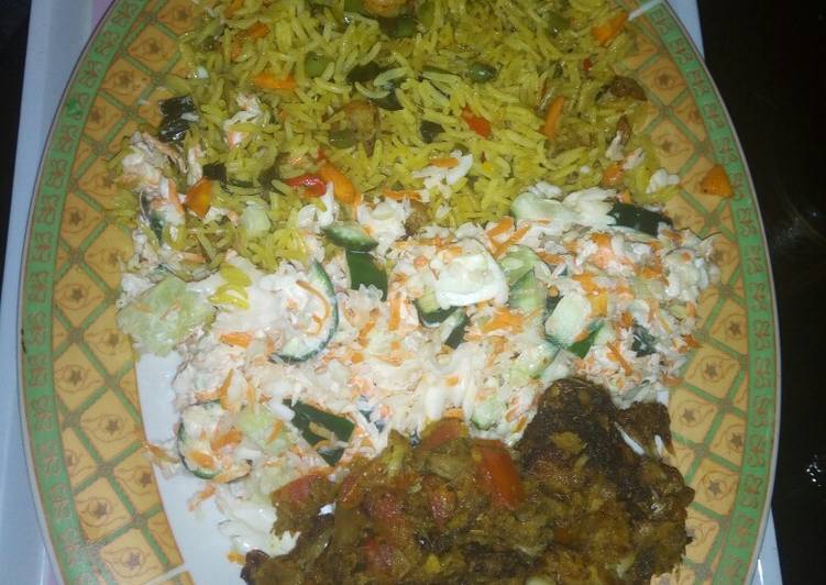 Simple Way to Prepare Super Quick Homemade Fried rice, salad and grilled croaker fisg