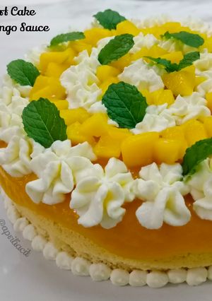 Foto resep Yogurt Cake with Mango Sauce (Gluten Free)