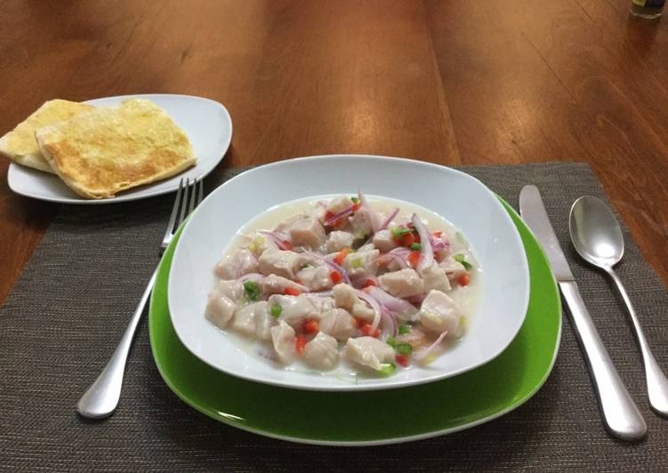 Ceviche de reineta a mi estilo en leche de tigre
