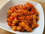 Pasta con chorizo vegano