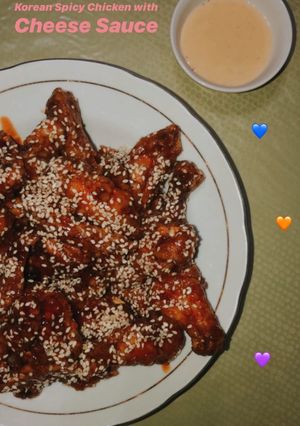 Foto resep Korean Spicy Chicken with Cheese Sauce