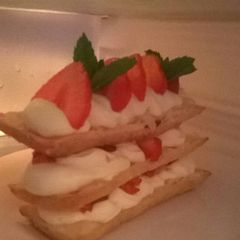 A picture of Strawberry and mint millefeuille.