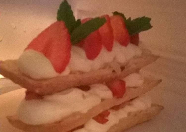 Recipe of Quick Strawberry and mint millefeuille