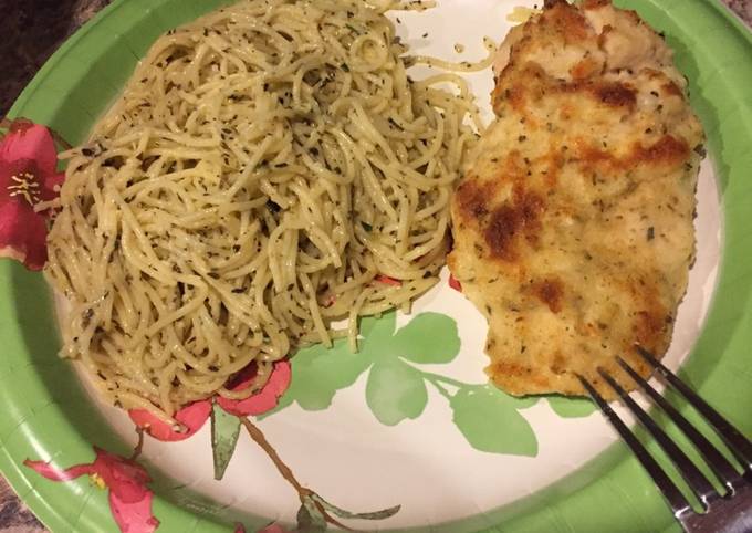 Parmesan Crusted Chicken with Garlic Herb Noodles