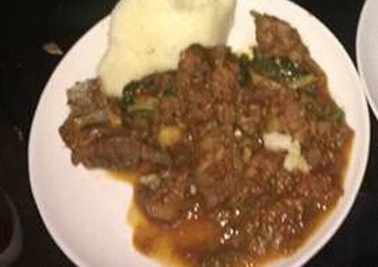 Beef stew served with Ugali