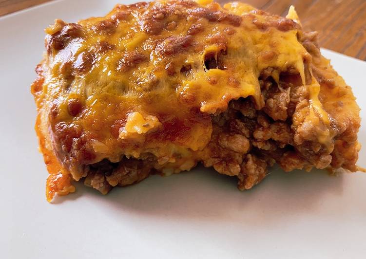 Carne molida gratinada con puré de papas