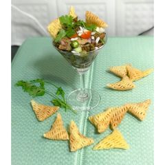 Crispy Nachos Papad Bhel Chat A picture of Crispy Nachos Papad Bhel Chat.