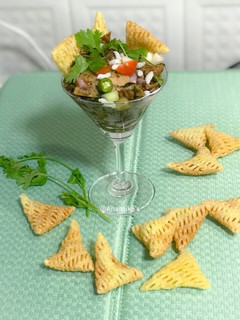 A picture of Crispy Nachos Papad Bhel Chat.