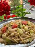 Spaghetti spezzati integrali,con fagioli e zucchine