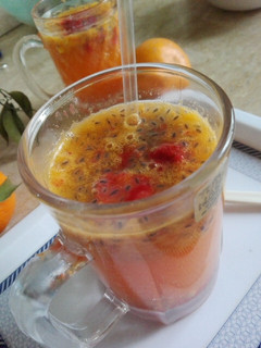 A picture of Orange and Strawberry Chia Mocktail #Foodies&Friends.