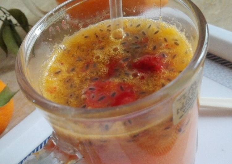 Recipe of Super Quick Homemade Orange and Strawberry Chia Mocktail #Foodies&amp;Friends