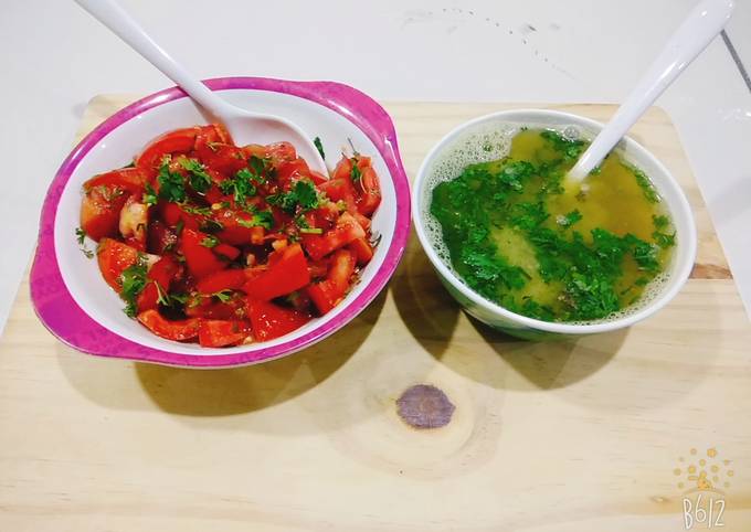 Step-by-Step Guide to Make Homemade Mix vegetable soup with fresh Tomato salad