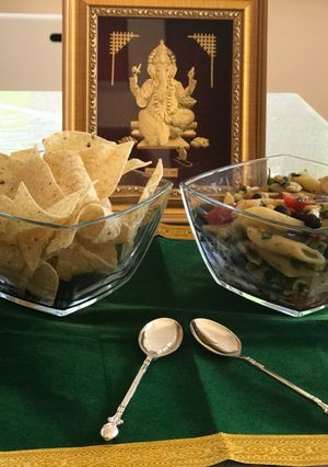 A picture of Pasta and bean salad.