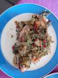 Salmón con vegetales en la airfray