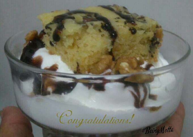 Recipe of Homemade Vanilla Ice-cream with Walnut Mawa Cake