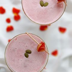 Plum Lassi with Beetroot Powder A picture of Plum Lassi with Beetroot Powder.