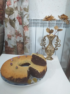 عکسی از دستور کیک دو رنگ