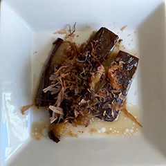 A picture of Fried Eggplant with Ginger Soy Sauce.