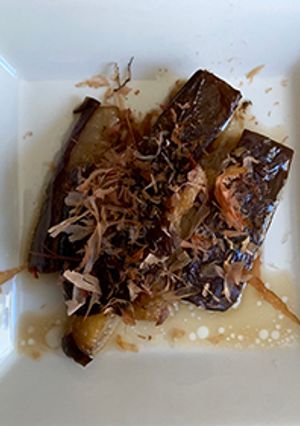 A picture of Fried Eggplant with Ginger Soy Sauce.