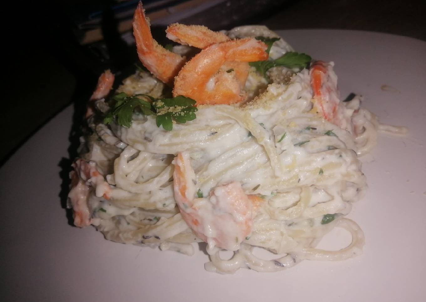 Spaghetti con camarón 🦐 🍝
