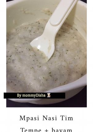 Foto resep Mpasi nasi tim tempe + bayam 6 bulan