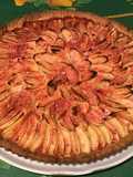 Maxi tarte pommes pralines roses (pâte brisée épeautre lait pralines roses)
