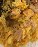 Sauerkraut o Repollo Agrio al estilo ucraniano con chuletas ahumadas