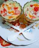 Delicious tasty Kesar mango watermelon papaya juciy fruit custard