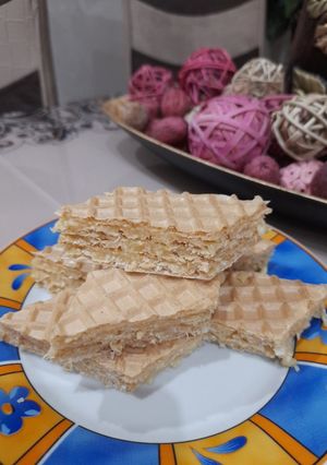 O poză a rețetei Foi de napolitană cu cremă de cocos.