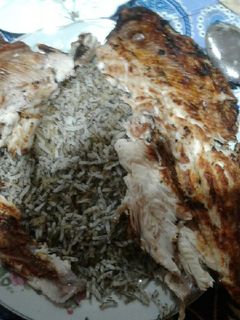 عکسی از دستور سبزی پلو با ماهی کباب شده