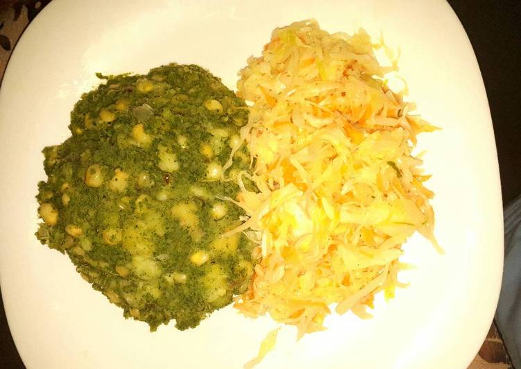 Mukimo served with cabbage