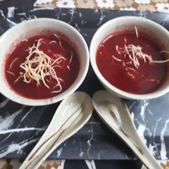 A picture of Beetroot tomato soup.