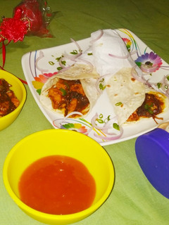 A picture of Chilli Paneer roll.