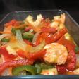 Verduras con langostinos