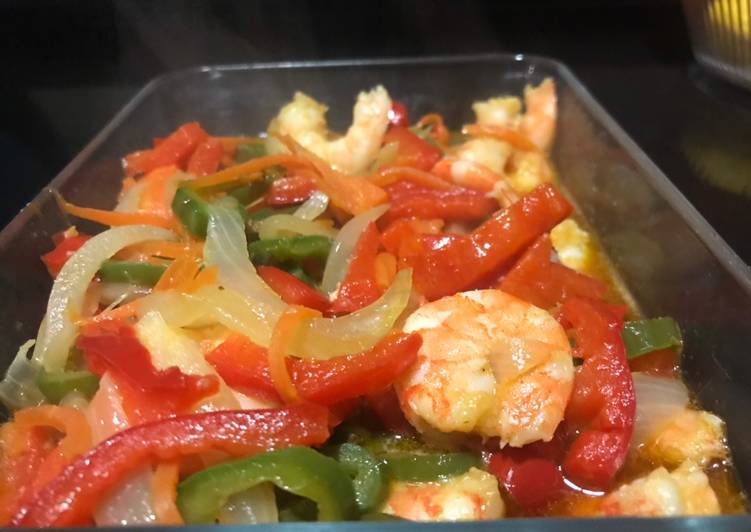 Verduras con langostinos