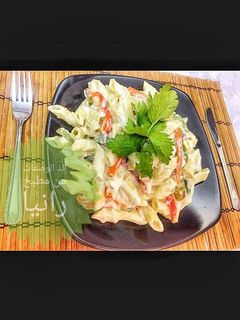 صورة لوصفة مكرونة بالوايت صوص والمشروم