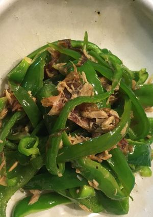 A picture of Japanese simple pepper salad you never can stop eating!.