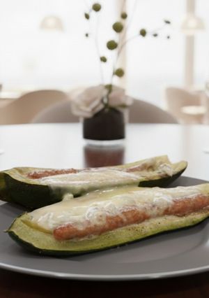Una foto de Calabacines asados con Carne Magra y Gorgonzola